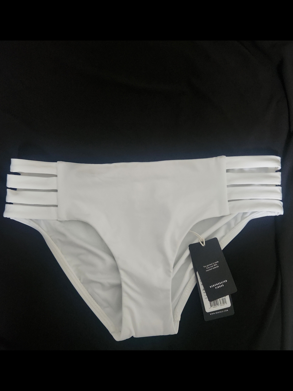 Seafolly White Strappy Side Bikini Bottom Size US 8, Waist Size 28 Inch. NEW - Picture 9 of 10